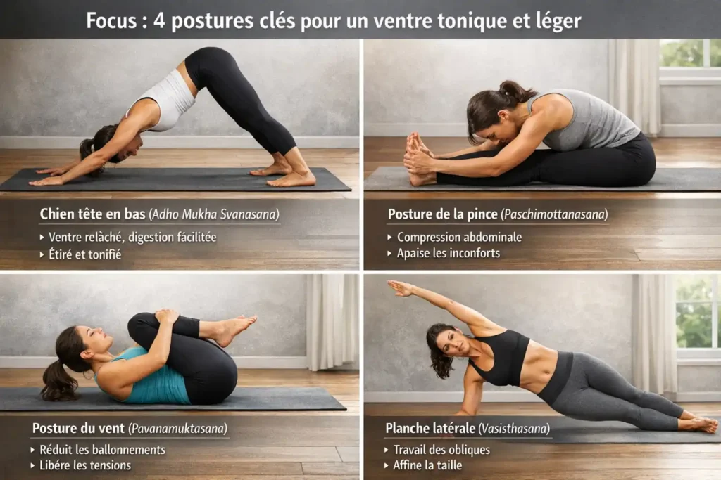 Focus : 4 postures clés pour un ventre tonique et léger