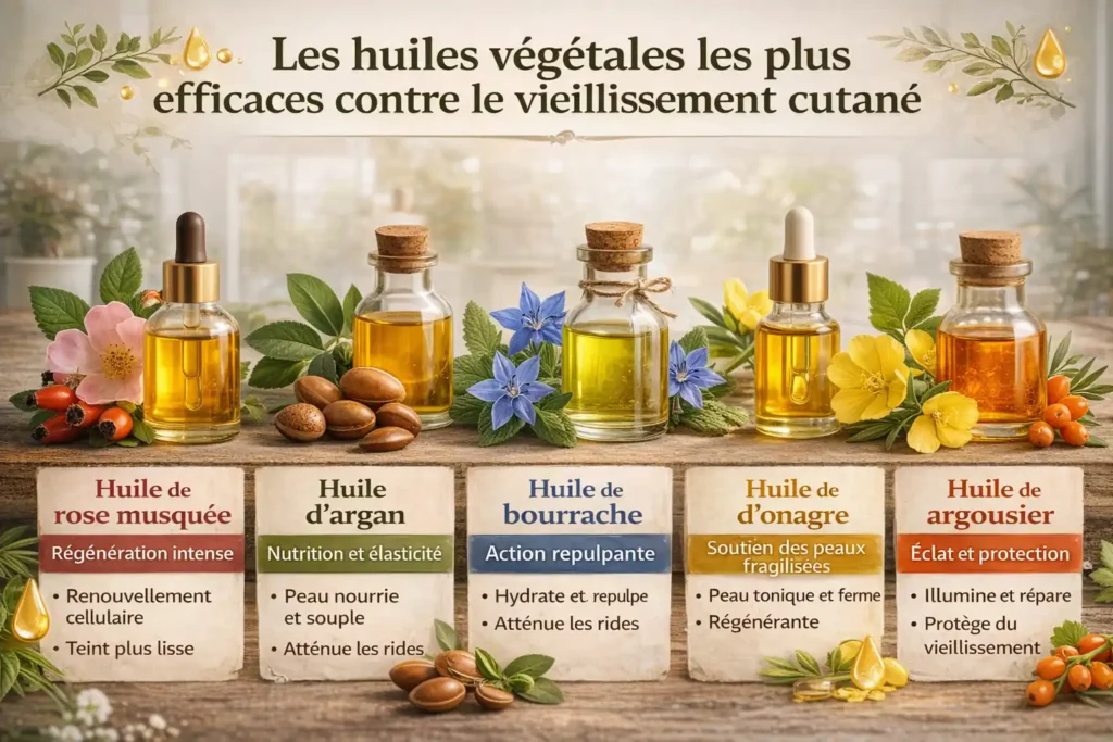 Les huiles végétales les plus efficaces contre le vieillissement cutané