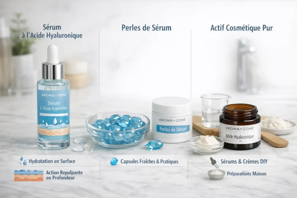 Les différentes formes d’acide hyaluronique chez Aroma-Zone