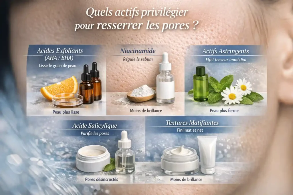 Quels actifs privilégier pour resserrer les pores ?