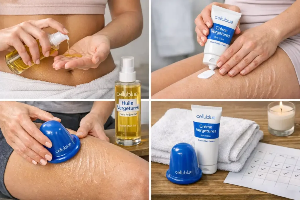 Routine vergetures : intégrer les produits Cellublue au quotidien