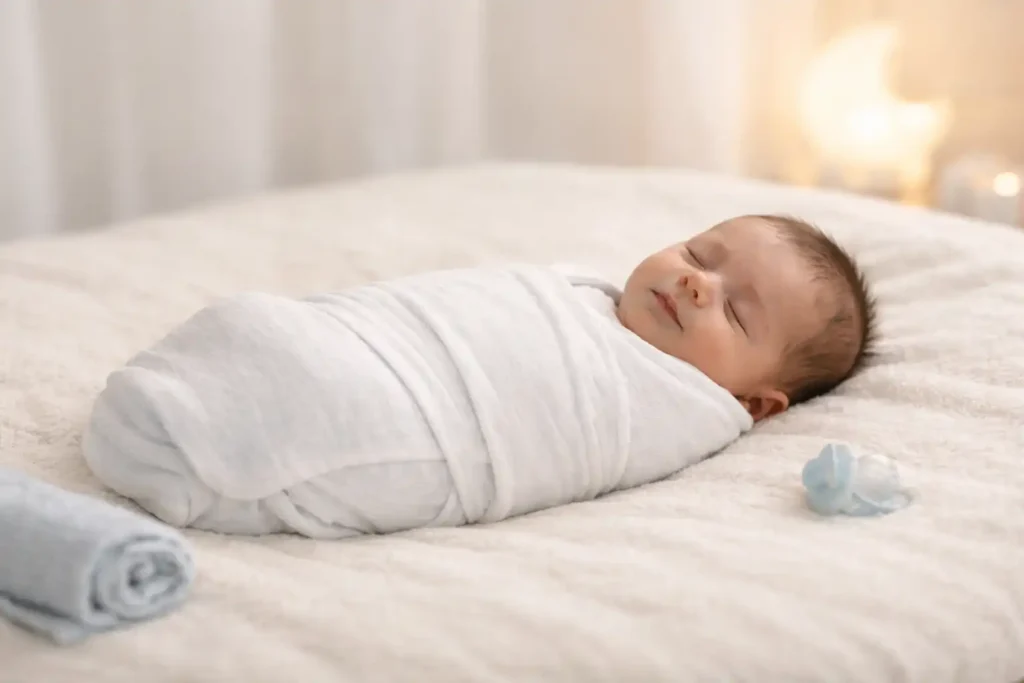 Emmaillotage bébé : quand l’utiliser, comment le faire sans gêner le sommeil ni les hanches ?